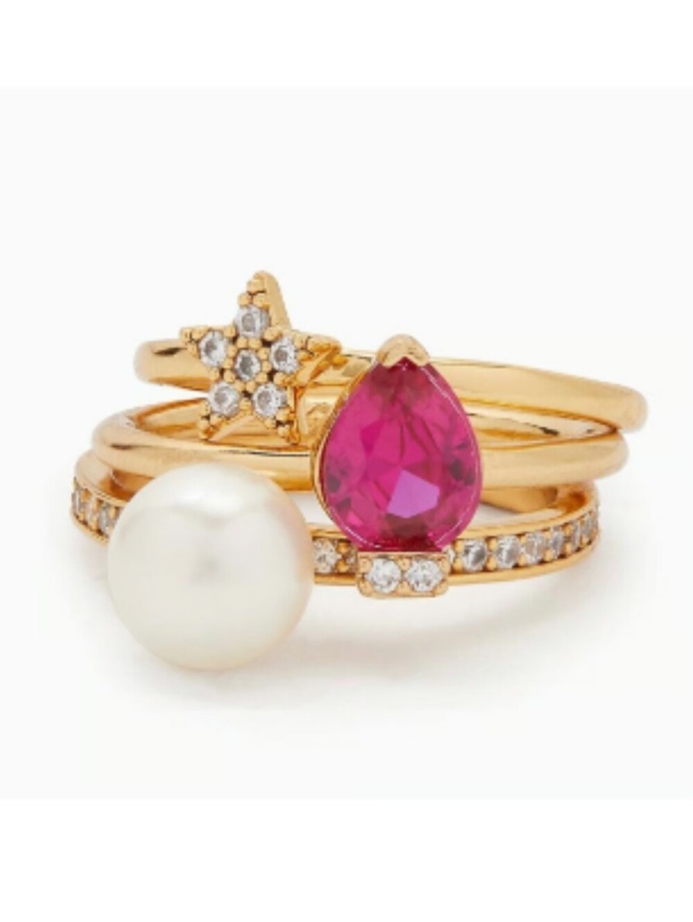 Kate Spade New York Light Up The Room 3 Piece Stackable Holiday Ring Set Size 6